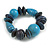 Statement Chunky Wood Bead Flex Bracelet in Dyed Blue/ Light Blue - Medium - view 3