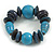 Statement Chunky Wood Bead Flex Bracelet in Dyed Blue/ Light Blue - Medium - view 4