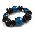 Statement Chunky Wood Bead Flex Bracelet in Teal Blue/ Dark Blue - Medium - view 3