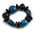 Statement Chunky Wood Bead Flex Bracelet in Teal Blue/ Dark Blue - Medium - view 4