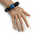 Statement Chunky Wood Bead Flex Bracelet in Teal Blue/ Dark Blue - Medium - view 2
