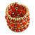 Wide Coiled Ceramic, Acrylic, Wood Bead Bracelet (Orange, Natural) - Adjustable - view 5