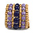 Wide Coiled Ceramic, Acrylic, Wood Bead Bracelet (Lavender, Dark Blue, Natural) - Adjustable - view 3