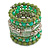 Wide Coiled Ceramic, Acrylic, Glass Bead Bracelet (Green, Lime, Transparent) - Adjustable - view 3