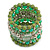 Wide Coiled Ceramic, Acrylic, Glass Bead Bracelet (Green, Lime, Transparent) - Adjustable - view 6
