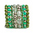 Wide Coiled Ceramic, Acrylic, Glass Bead Bracelet (Green, Lime, Transparent) - Adjustable - view 7