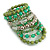 Wide Coiled Ceramic, Acrylic, Glass Bead Bracelet (Green, Lime, Transparent) - Adjustable - view 4