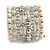 Wide Coiled Ceramic, Acrylic, Glass Bead Bracelet (White, Silver, Transparent) - Adjustable - view 8
