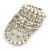 Wide Coiled Ceramic, Acrylic, Glass Bead Bracelet (White, Silver, Transparent) - Adjustable - view 4