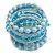 Wide Coiled Ceramic, Glass Bead Bracelet (Light Blue, Transparent) - Adjustable - view 3