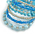 Wide Coiled Ceramic, Glass Bead Bracelet (Light Blue, Transparent) - Adjustable - view 5