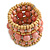 Wide Coiled Ceramic, Acrylic, Wood Bead Bracelet (Pastel Pink, Natural) - Adjustable - view 5