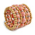 Wide Coiled Ceramic, Acrylic, Wood Bead Bracelet (Pastel Pink, Natural) - Adjustable - view 7