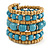Wide Coiled Ceramic, Acrylic, Wood Bead Bracelet (Light Blue, Natural) - Adjustable
