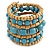 Wide Coiled Ceramic, Acrylic, Wood Bead Bracelet (Light Blue, Natural) - Adjustable - view 6