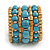 Wide Coiled Ceramic, Acrylic, Wood Bead Bracelet (Light Blue, Natural) - Adjustable - view 4