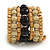 Wide Coiled Ceramic, Acrylic, Wood Bead Bracelet (Black, Natural) - Adjustable - view 5