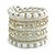 Wide Coiled Ceramic, Glass Bead Bracelet (Snow White, Transparent) - Adjustable