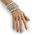 Wide Coiled Ceramic, Glass Bead Bracelet (Snow White, Transparent) - Adjustable - view 2