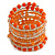 Wide Coiled Ceramic, Glass Bead Bracelet (Orange, Transparent) - Adjustable - view 4