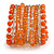 Wide Coiled Ceramic, Glass Bead Bracelet (Orange, Transparent) - Adjustable - view 5