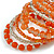 Wide Coiled Ceramic, Glass Bead Bracelet (Orange, Transparent) - Adjustable - view 3