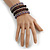 Wide Coiled Ceramic, Glass Bead Bracelet (Lavender, Plum, Transparent) - Adjustable - view 2