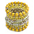 Wide Coiled Ceramic, Acrylic, Glass Bead Bracelet (Lemon Yellow, Silver, Transparent) - Adjustable - view 3
