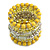 Wide Coiled Ceramic, Acrylic, Glass Bead Bracelet (Lemon Yellow, Silver, Transparent) - Adjustable - view 4
