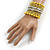 Wide Coiled Ceramic, Acrylic, Glass Bead Bracelet (Lemon Yellow, Silver, Transparent) - Adjustable - view 2