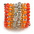Wide Coiled Ceramic, Acrylic, Glass Bead Bracelet (Orange, Silver, Transparent) - Adjustable - view 6