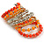 Wide Coiled Ceramic, Acrylic, Glass Bead Bracelet (Orange, Silver, Transparent) - Adjustable - view 7