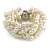 Wide Chunky Cream Glass Bead Multistrand Plaited Bracelet - Medium up to 18cm Long - view 4