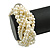 Wide Chunky Cream Glass Bead Multistrand Plaited Bracelet - Medium up to 18cm Long - view 5