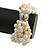 Wide Chunky Cream Glass Bead Multistrand Plaited Bracelet - Medium up to 18cm Long - view 6