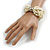 Wide Chunky Cream Glass Bead Multistrand Plaited Bracelet - Medium up to 18cm Long - view 2