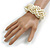 Wide Chunky Cream Glass Bead Multistrand Plaited Bracelet - Medium up to 18cm Long - view 3