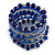 Wide Coiled Ceramic, Glass Bead Bracelet (Royal Blue, Transparent) - Adjustable - view 4