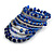 Wide Coiled Ceramic, Glass Bead Bracelet (Royal Blue, Transparent) - Adjustable - view 6