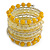 Wide Coiled Ceramic, Glass Bead Bracelet (Lemon Yellow, Lemonade Yellow, Transparent) - Adjustable - view 4