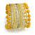 Wide Coiled Ceramic, Glass Bead Bracelet (Lemon Yellow, Lemonade Yellow, Transparent) - Adjustable - view 6