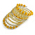 Wide Coiled Ceramic, Glass Bead Bracelet (Lemon Yellow, Lemonade Yellow, Transparent) - Adjustable - view 7