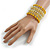 Wide Coiled Ceramic, Glass Bead Bracelet (Lemon Yellow, Lemonade Yellow, Transparent) - Adjustable - view 2
