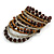 Wide Coiled Ceramic, Glass Bead Bracelet (Brown, Bronze, Transparent) - Adjustable - view 4