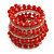 Wide Coiled Ceramic, Glass Bead Bracelet (Red, Carrot, Transparent) - Adjustable - view 3
