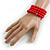 Red Ceramic Bead Coiled Flex Bracelet - Adjustable - view 2