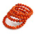 Orange Ceramic Bead Coiled Flex Bracelet - Adjustable - view 3