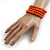 Orange Ceramic Bead Coiled Flex Bracelet - Adjustable - view 2
