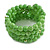 Pea Green Ceramic Bead Coiled Flex Bracelet - Adjustable - view 4