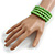 Pea Green Ceramic Bead Coiled Flex Bracelet - Adjustable - view 2